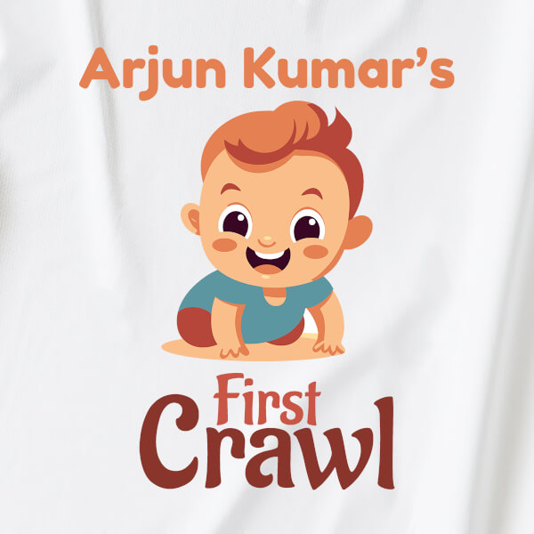 Custom First Crawl of The Baby Milestone Collection Dungaree Design