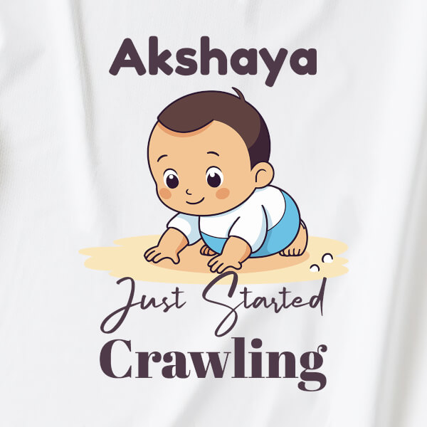 Custom Just Started Crawling Milestone Collection Dungaree Design