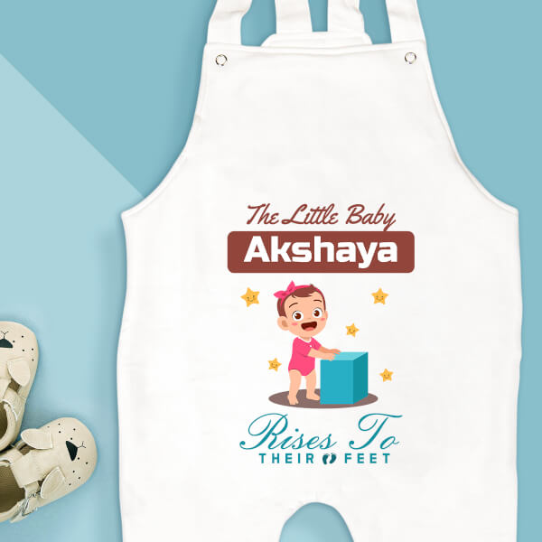 Custom The Little Baby Rises To Their Feet Milestone Collection Dungaree Design
