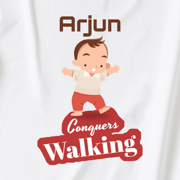 Custom Baby Conquers Walking Milestone Collection Dungaree Design
