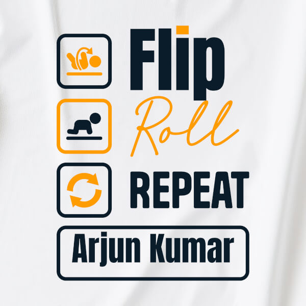 Custom Flip Roll Repeat Milestone Collection Dungaree Design