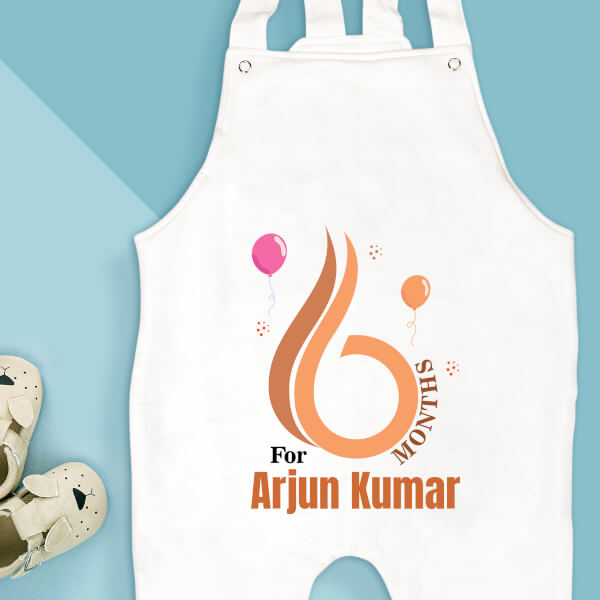 Custom 6 Months For The Baby Milestone Collection Dungaree Design