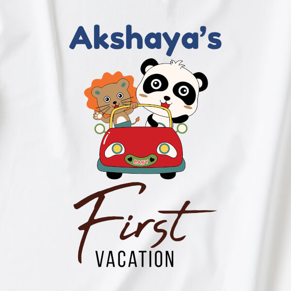 Custom First Vacation of The Baby Milestone Collection Dungaree Design