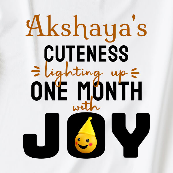 Custom Cuteness Lighting Up with Joy and 1 Month For The Kid Monthly Birthday Dungaree Design