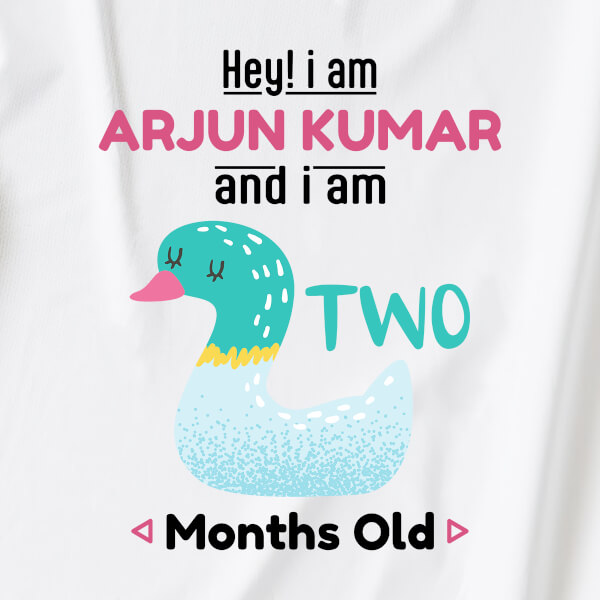 Custom Hey I Am 2 Months Old Baby Monthly Birthday Dungaree Design