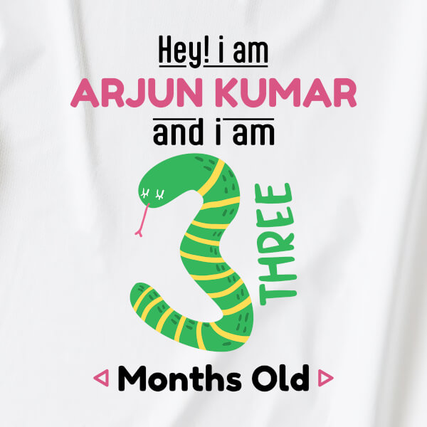 Custom Hey I Am 3 Months Old Baby Monthly Birthday Dungaree Design