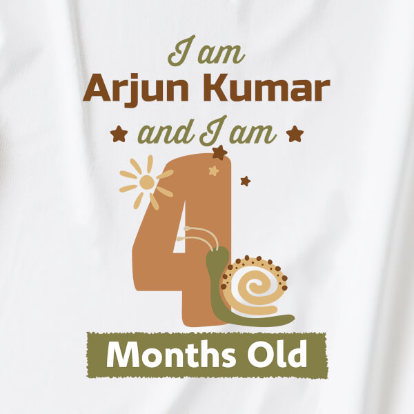 Custom I Am 4 Months Old Baby Monthly Birthday Dungaree Design