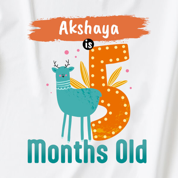 Custom Baby is 5 Months Old Monthly Birthday Dungaree Design