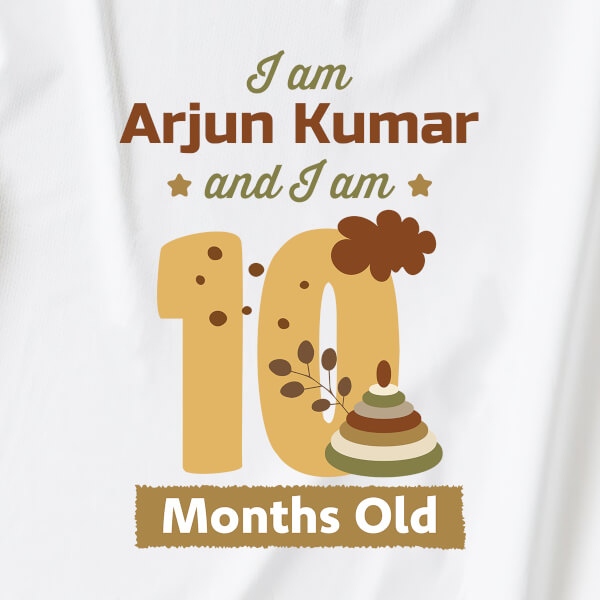 Custom I Am 10 Months Old Baby Monthly Birthday Dungaree Design