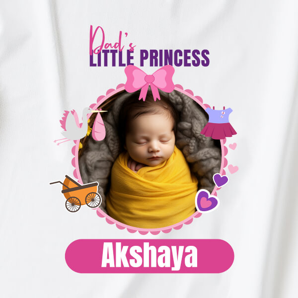 Custom Little Princess of Dad Picture Upload New Born Dungaree Design