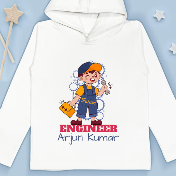 Custom Cute Kid Engineer Future Heros Hoodie Design