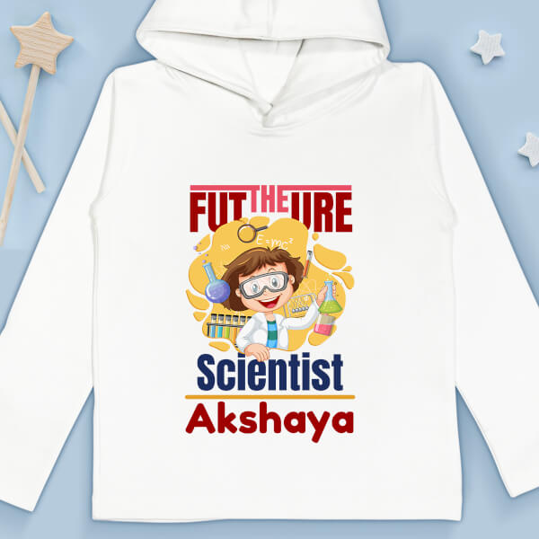 Custom The Future Scientist with Cute Kid Cartoon Future Heros Hoodie Design