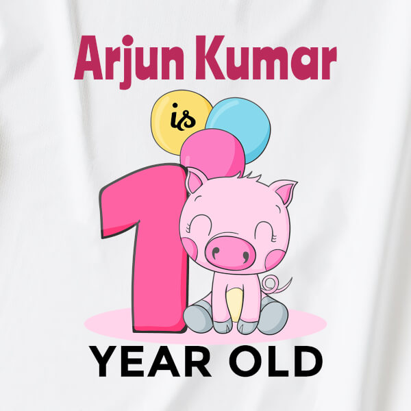 Custom Baby is 1 Year Old with Balloons Yearly Birthday Hoodie Design