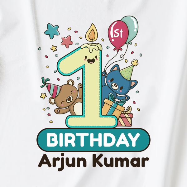 Custom 1st Birthday For The Baby with Cute Teddy Bears Yearly Birthday Hoodie Design
