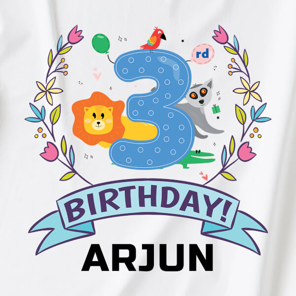 Custom 3rd Birthday of The Kid Wildlife Styled Yearly Birthday Hoodie Design