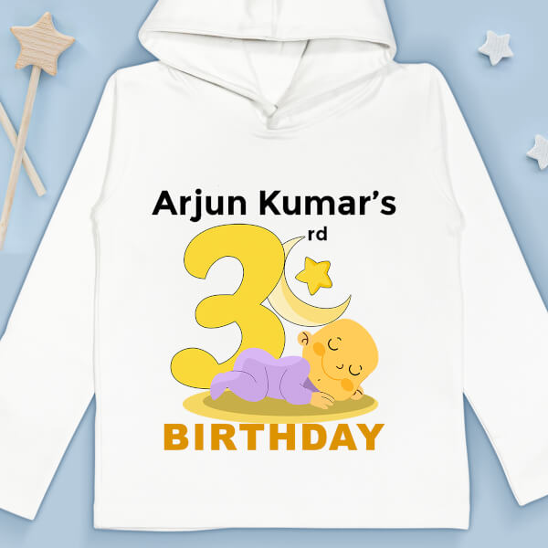 Custom 3rd Birthday of The Sleeping Kid Yearly Birthday Hoodie Design