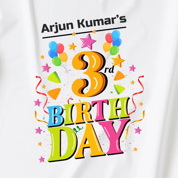 Custom 3rd Birthday of The Kid with Party Balloons Yearly Birthday Hoodie Design