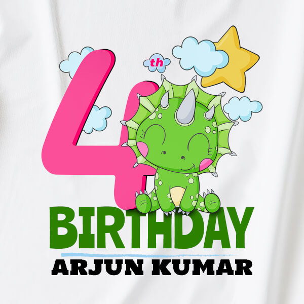 Custom 4th Birthday of The Kid with Cute Dinosaur Yearly Birthday Hoodie Design