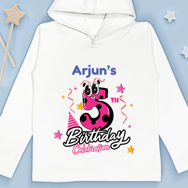 Custom 5th Birthday of The Kid with Stars Yearly Birthday Hoodie Design