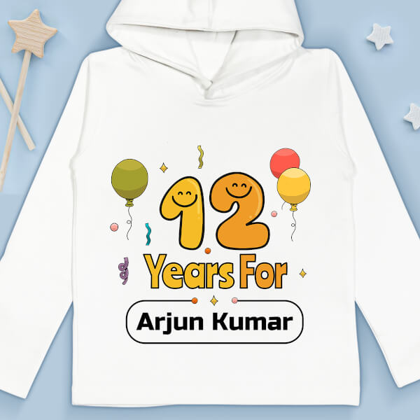 Custom Kid is 12 years Old Yearly Birthday Hoodie Design