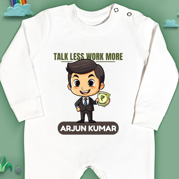 Custom Talk Less Work More Future Heros Jumpsuit Design