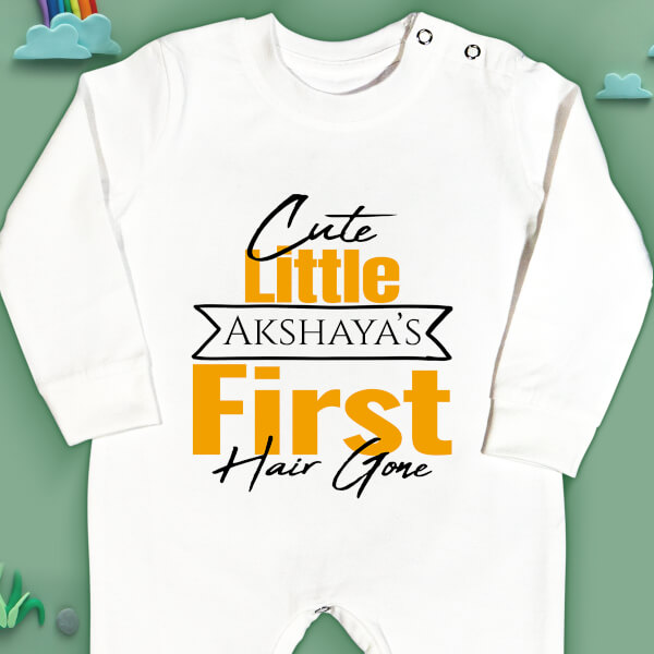 Custom 1st Hair Cut of The Cute Little Baby Milestone Collection Jumpsuit Design