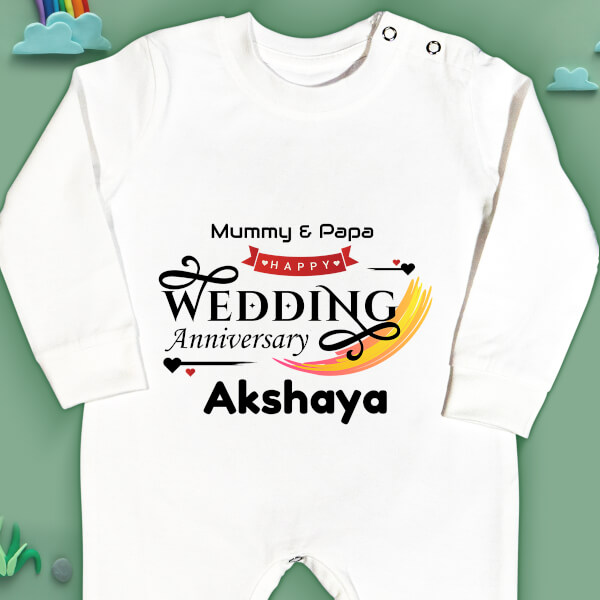 Custom Happy Wedding Anniversary Wishes From The Kid with Hearts Milestone Collection Jumpsuit Design