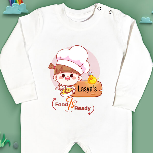 Custom Food is Ready For The Baby Milestone Collection Jumpsuit Design