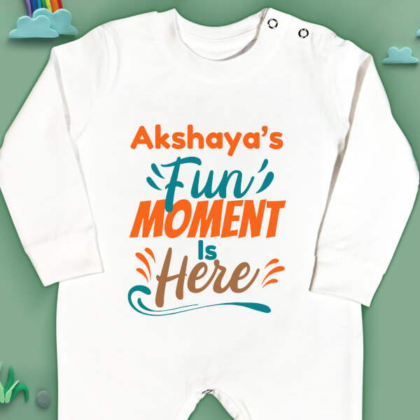 Custom Fun Moment of Baby is Here Milestone Collection Jumpsuit Design