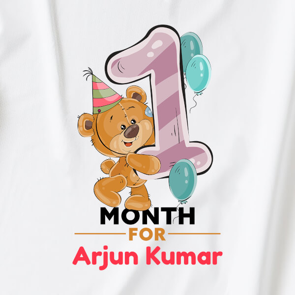 Custom 1 Month For The Baby Cute Teddy Bear Monthly Birthday Jumpsuit Design