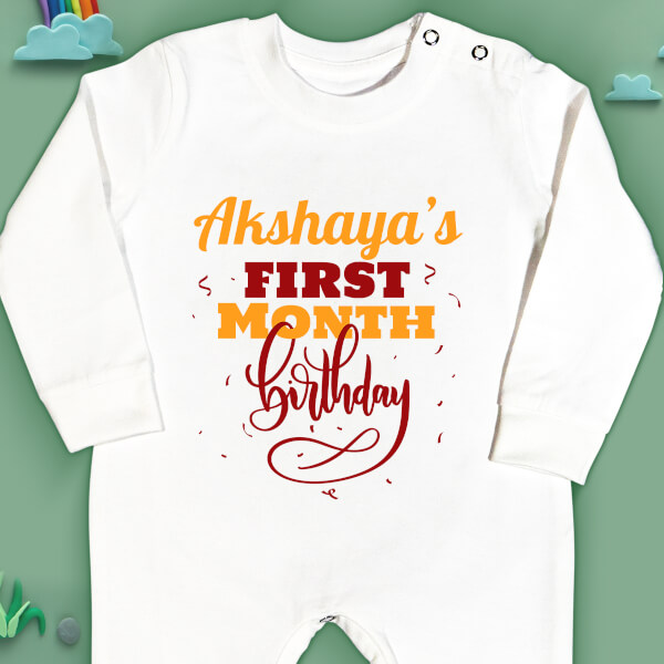 Custom First Month Birthday Monthly Birthday Jumpsuit Design
