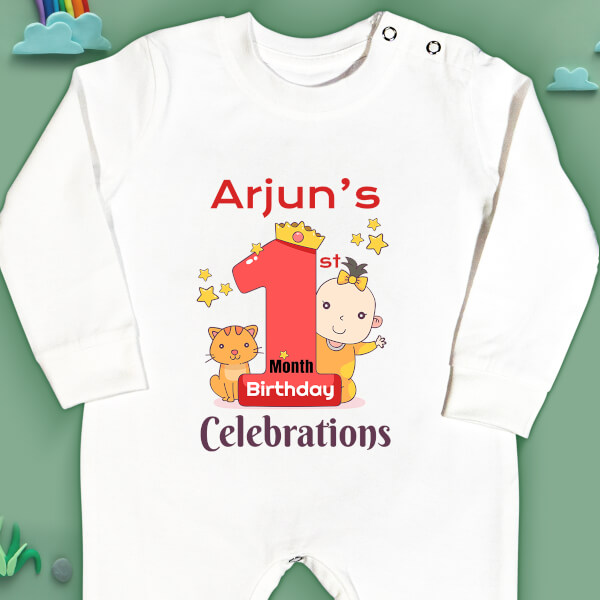 Custom 1st Month Birthday Celebrations Monthly Birthday Jumpsuit Design