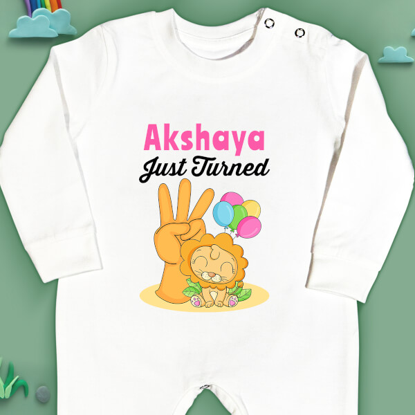 Custom Just Turned 3 Monthly Birthday Jumpsuit Design