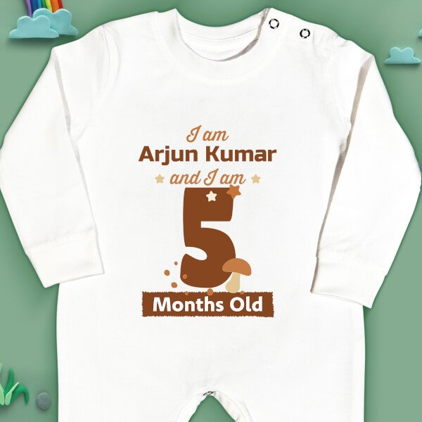 Custom I Am 5 Months Old Baby Monthly Birthday Jumpsuit Design