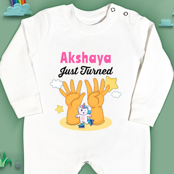 Custom Just Turned 9 Monthly Birthday Jumpsuit Design