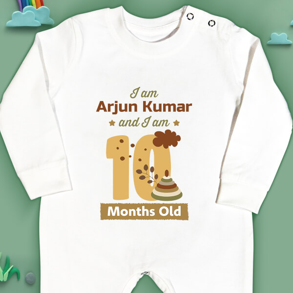 Custom I Am 10 Months Old Baby Monthly Birthday Jumpsuit Design