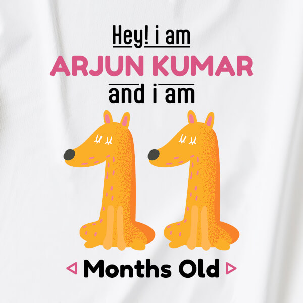 Custom Hey I Am 11 Months Old Baby Monthly Birthday Jumpsuit Design