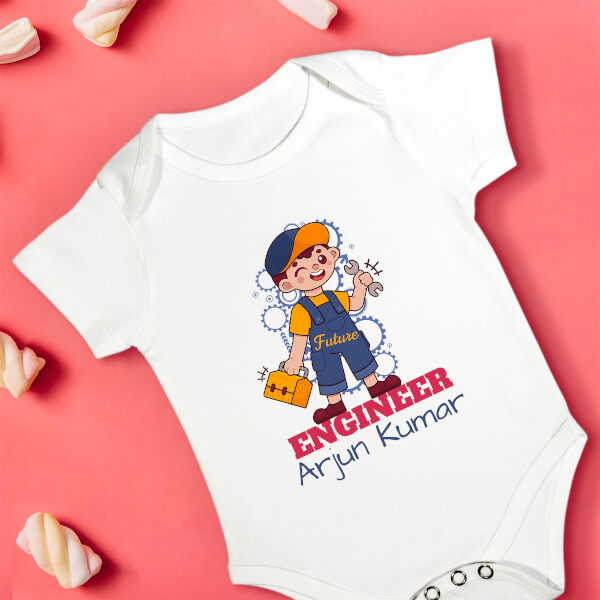 Custom Cute Kid Engineer Future Heros Rompers Design