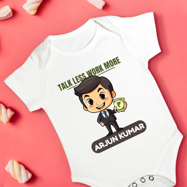 Custom Talk Less Work More Future Heros Rompers Design