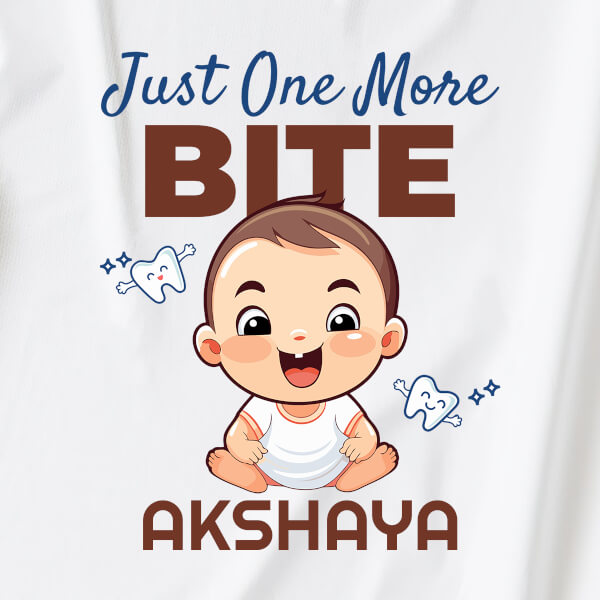 Custom Just One More Bite Milestone Collection Rompers Design