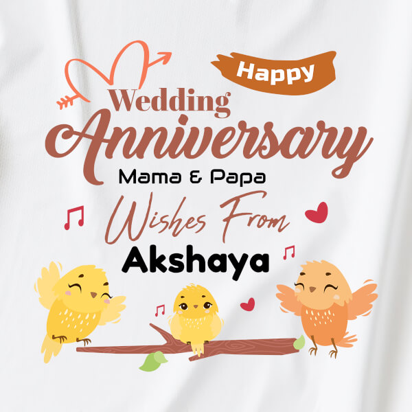 Custom Happy Wedding Anniversary Wishes From The Kid with Adorable Singing Birds Milestone Collection Rompers Design