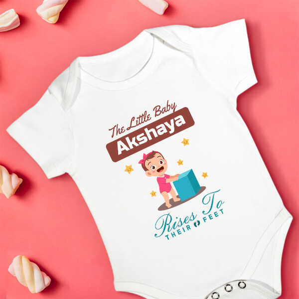 Custom The Little Baby Rises To Their Feet Milestone Collection Rompers Design