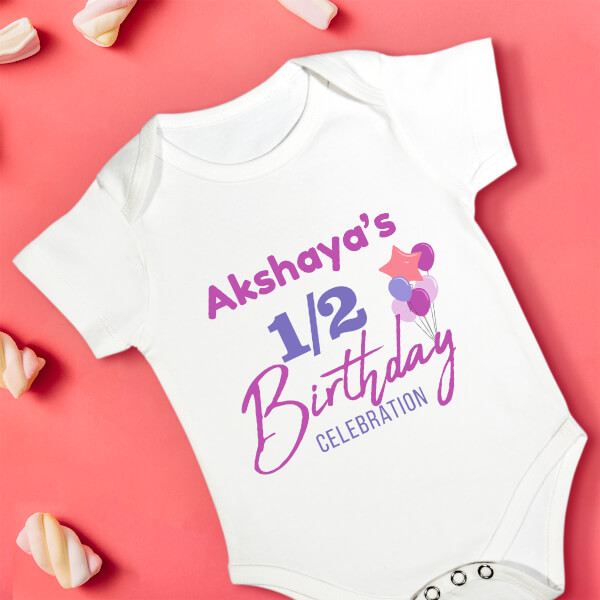 Custom Half Birthday Celebration Milestone Collection Rompers Design