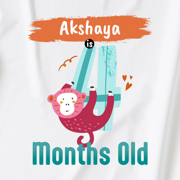 Custom Baby is 4 Months Old Monthly Birthday Rompers Design