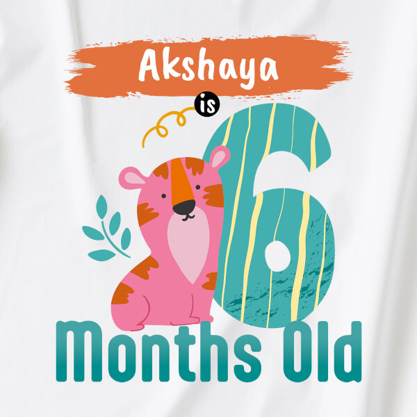 Custom Baby is 6 Months Old Monthly Birthday Rompers Design