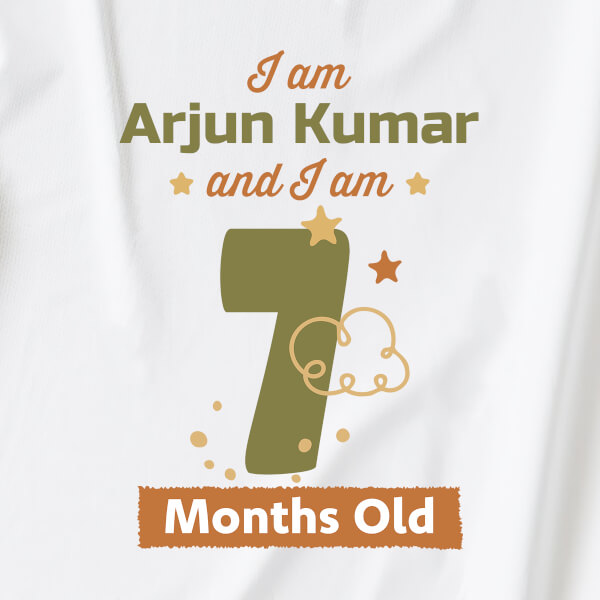 Custom I Am 7 Months Old Baby Monthly Birthday Rompers Design