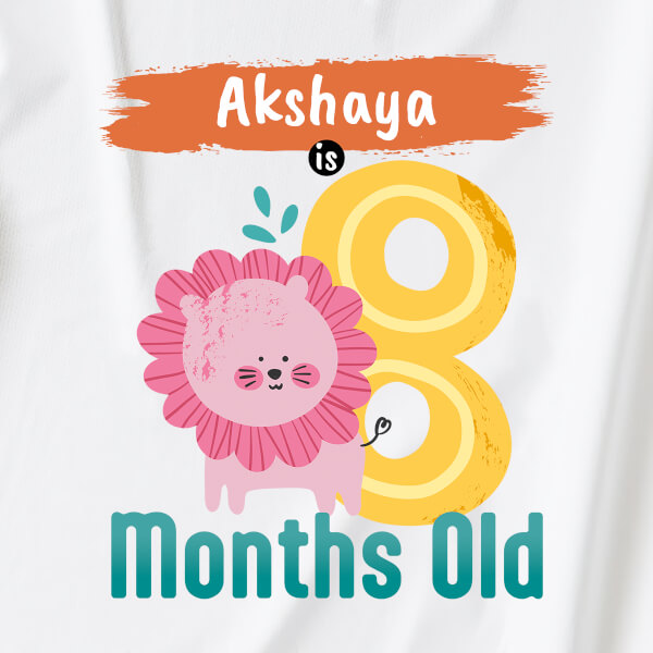 Custom Baby is 8 Months Old Monthly Birthday Rompers Design