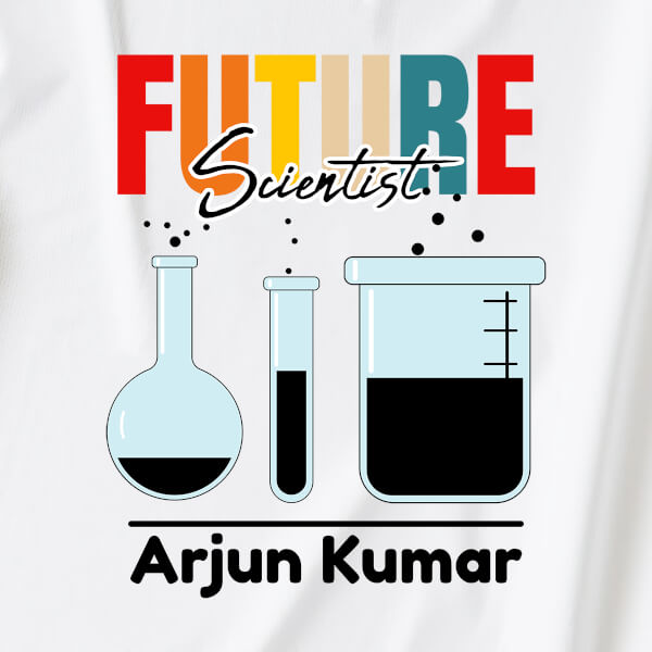 Custom The Future Scientist with Chemical Jars Future Heros Tshirt Design