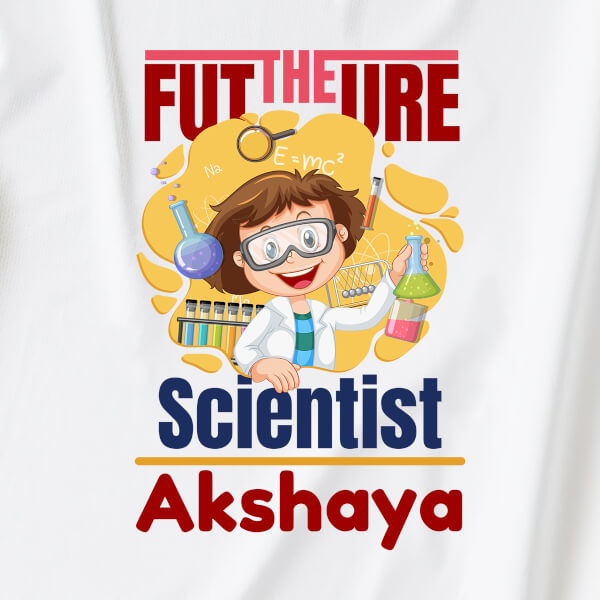 Custom The Future Scientist with Cute Kid Cartoon Future Heros Tshirt Design