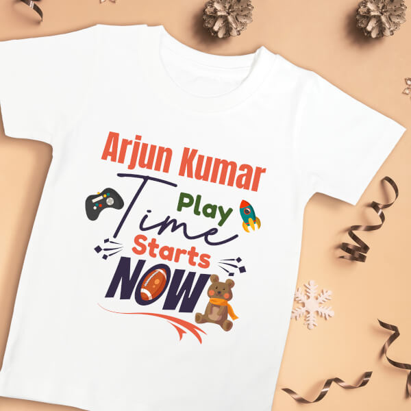 Custom Baby Play Time Starts Now Milestone Collection Tshirt Design